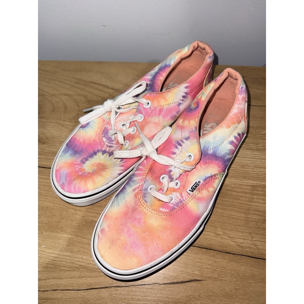 NWOT VANS OFF THE WALL PINK TIE DYE CANVAS SNEAKER LACE UP CASUAL‎ SKATER SZ 8 T